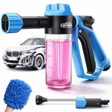 Crywag Car Wash Foam Gun for Garden Hose, Foam Cannon Car Wash Kit with Microfiber Wash Mitt, High Pressure Nozzle & 3 Spray Modes, Hose Foam Blaster for Cars, Trucks, RV, Motorcycle Cleaning - Blue