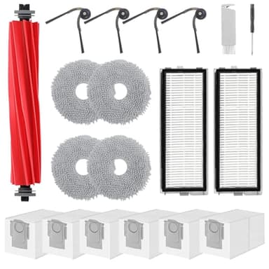 Spofan Accessories Replacement Kit for Roborock Qrevo Serie - QV 35A/QV 35S, Qrevo S Pro, QR 598/QR 798 Robot Vacuum, 1 Main Brush, 4 Mop Clothes, 2 Filters, 4 Side Brushes, 6 Dust Bags