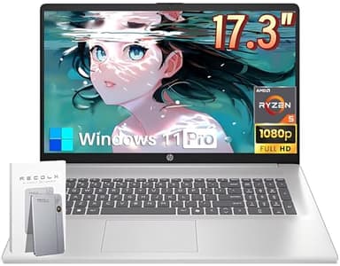 HP 17 Inch Laptop for Business & Students, AMD Ryzen 5 7430U, 17.3" FHD IPS Anti-Glare Display, 20GB RAM, 512GB SSD, Copilot Key, Wi-Fi 6, Long Battery Life, Windows 11 Pro, w/RECOLX AI Voice Recorder