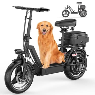 1000W Peak Motor Electric Scooter for Adults, 35 Miles of Range Scooter with Seat, 25 MPH Top Speed, 48V 13Ah Battery, Dual Suspension, Foldable E Scooter with Rear Basket for Cargo, Commuting