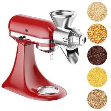 Grain Mill Attachment for Kitchenaid Stand Mixer, Flour Mill for Kitchenaid, Fit for Non-Oily Dry Grain Corn, Coffee Bean, Buckwheat, Oats, Millet, Wheat, Flour Mill Attachment by Cofun