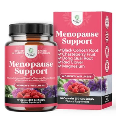 Natures Craft Complete Herbal Menopause Supplement for Women - Female Hormone Balance Capsules for Night Sweats Hot Flashes & Mood Swings with Dong Quai, Chaste Berry & Black Cohosh Root - 60 Count
