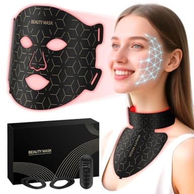 Verfubo FDA-Cleared Red Light Therapy for Face & Neck, Rechargeable 7-in-1 LED with 850nm & 660nm NIR, Hands-Free Silicone for Anti-Aging, Wrinkle Reduction & Sensitive Skin During Yoga or Work