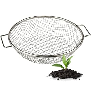 Wenses Round Soil Sifter for 5-Gallon Bucket (3/8-inch Mesh), Stainless Steel Garden Sieve with Handles