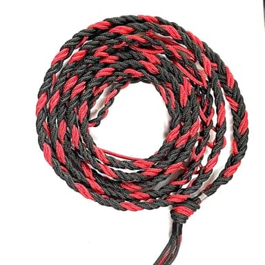 Parallel Halo Balearic Paracord Shepherd Sling (Old-Fashioned Slingshot) Handmade 6 Strands Braided Throwing Sling Tennis Ball Thrower (Black&Red)