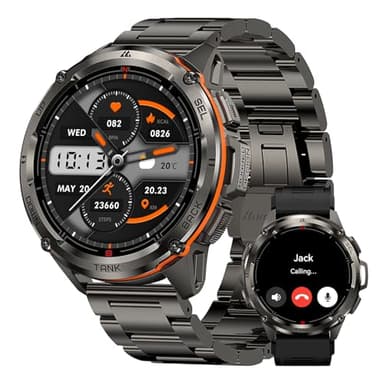 KOSPET Tank T3 Ultra GPS Smart Watch for Men-Pressure/Altitude/Compass, Extra-Large Battery, Stainless Steel Unibody Rugged Military Smartwatch Make/Answer Call, 5ATM Waterproof (2 Bands)