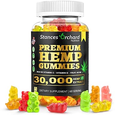 Hemp Gummies Advanced Extra Strength Infused Natural Organic Hemp Oil Extract for Stress Reduction, for Adult Relaxation Vegan Non-GMO Zero ÇBD Oil Low Sugar Made in USA
