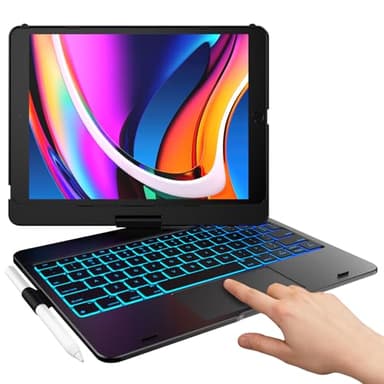 typecase Touch for iPad 9th Generation Case with Keyboard (10.2", 2021),Multi-touch Trackpad,10 Color Backlight, 360° Rotatable, Thin & Light for 8th Gen (2020),7th Gen (2019), Air 3,Pro 10.5 (Black).