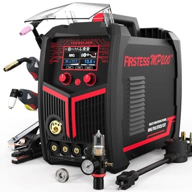YESWELDER Plasma Cutter Welder Combo Gas MIG/Gasless MIG/Lift TIG/Stick/CUT 5 in 1 Welding Machine FIRSTESS MP200 Multi Process Welder