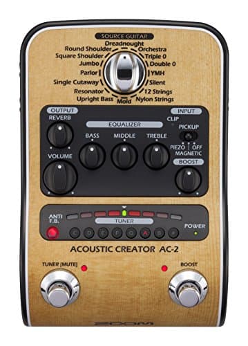 Zoom AC-2 Acoustic Pedal with DI with Tone Restoration, Tuner, Reverb, EQ, and Anti-Feedback