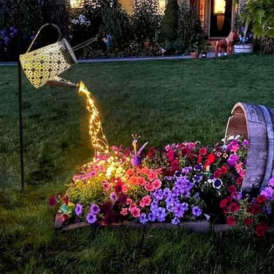Solar Lights Outdoor Decorative, Metal Solar Watering Can Lights Waterproof, Large Hanging Garden Decor Yard Lights Outside Patio Lawn, Gifts for Mom Grandma Women Birthday Christmas