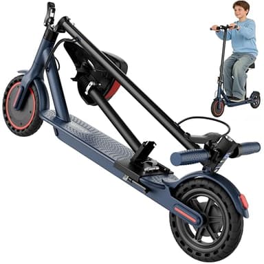 Electric Scooter for Adults with Seat, 350W Folding Lightweight Commuter E Scooter, 8.5" Solid Tires, 16 MPH, 21 Mile Range, Dual Brake, Cruise Control, APP Control for Teens