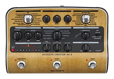 Zoom AC-3 Acoustic Pedal, DI with Tone Restoration and Acoustic Modeling, 9 Effects, Compression, Tuner, Reverb, EQ, and Anti-Feedback