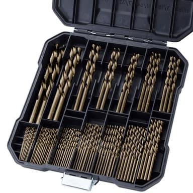 Sinyeenglon Cobalt Drill Bits Set for Hardened Metal and Stainless Steel, 99Pcs M35 High Speed Steel Twist Jobber Drill Bits 1/16"-3/8", with Plastic Index Storage Case