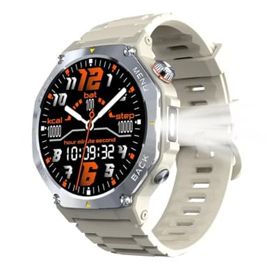 Jugeman Military Smart Watch for Men Answer Make Calls, 5ATM Waterproof Rugged Fitness Tracker with GPS, LED Flashlight, Compass, Heart Rate Sleep Monitor,1.43" AMOLED Display Smartwatch