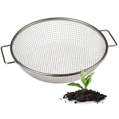 Wenses Round Soil Sifter for 5-Gallon Bucket (1/4-inch Mesh), Stainless Steel Garden Sieve with Handles
