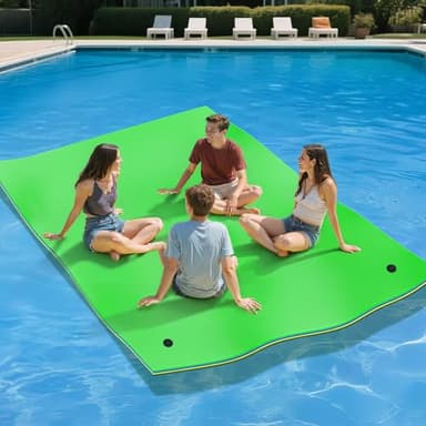 YITAHOME 9'/12' Lily Pad Floating Mat for Lake and Pool, Portable Outdoor Water Floating Mat for 1-4 People, 3-Layer XPE Floating Island for Boat, Beach, Ocean, Green&Yellow