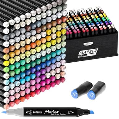 M&G 168 Colors Alcohol Markers, Stocking Stuffers, Christmas gift Dual Tip Markers, Chisel & Fine Alcohol-based Art Marker Set for adult Coloring Illustration