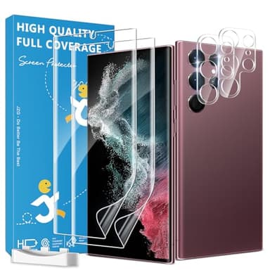 MoShieldwish 2 Pack Screen Protectors for Samsung Galaxy S22 Ultra with 2 Pack Camera Lens Protectors, Flexible Film, Ultrasonic Fingerprint Compatible, Full Coverage, No Edge Lifting