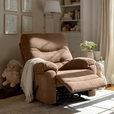 Chizzyseat Manual Oversized Recliner Overstuffed Chairs Large Recliner High Weight Capacity Big and Tall Man Recliner for Heavy Duty 400lbs Adults for Living Room, Bedroom, Nursery, RV Brown