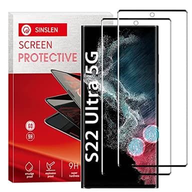 【2 Pack】Sinslen Screen Protector for Galaxy S22 Ultra , S22ultra Tempered Glass Screen Protector, [3D Curved][Anti-Scratch][Anti-Fingerprint] Tempered Glass Screen Protector for Samsung Galaxy S22 Ultra 5G (Galaxy S22 Ultra)