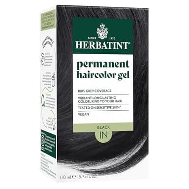 Herbatint Permanent Hair Dye - 1N Black - For Up To 100% Gray Coverage of Resistant Gray Hair - Ammonia-Free, Alcohol-Free & Vegan - Salon Influenced Hair color 5.75 fl oz