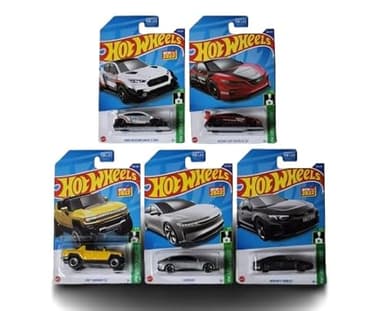 Hot Wheels Electric Vehicle Die-Cast Cars, 5-Pack, Random Green Speed Collection, EV Cars, Electric Vehicles (Styles May Vary)