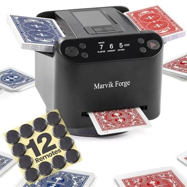 Marvik Forge Automatic Card Shuffler and Dealer Machine with 12 Wireless Remotes, 360° Rotating Electric Programmable Card Dealer 2 Deck for Poker Blackjack UNO