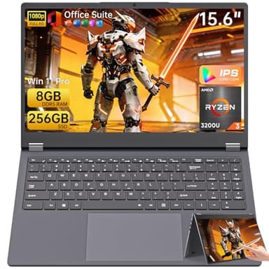 Moxalc 15.6" Laptop Computer, 8GB DDR5 RAM 256GB SSD AMD Ryzen R3 3200U(up to 3.5 GHz) Laptop, 360° Yoga FHD IPS sRGB Touchscreen 2 in 1 Notebook Win 11 Pro Office Suite 2.4&5G WiFi 5 BT 5.0 USB 3.0