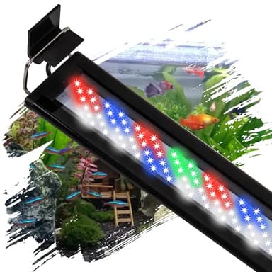 IRQWY Led Aquarium Light, Full Spectrum Fish Tank Lights, 55/75 Gallon Freshwater Fishtank Hood Lighting for Grow Fish, Plants, Adjustable from 48 to 54 Inch