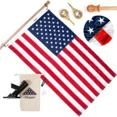 Allegiance Flag Supply American Flag 3x5 Ft - Made in USA with Embroidered Stars & Hand-Stitched Stripes - 200D Nylon Outdoor US Flag