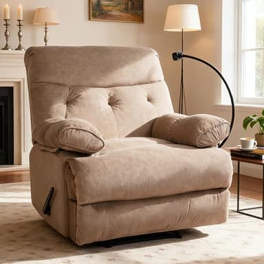 GNMLP2020 Oversized Recliner Chairs, Manual Large Recliners, Big Mans Recliner Chair for Adults 400lbs, Extra Wide Single Reclining Sofa Chair for Living Room, RV, Brown