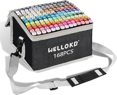 WELLOKB Alcohol Markers, 168 Colors Dual Tip Permanent Art Markers for Drawing,for Adult Coloring, Alcohol, Based Ink Ideal for Book Painting and Card Making