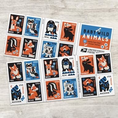 Baby Wild Animals 2025 (Book of 20) First-Class Mail Forever Postage Stamps