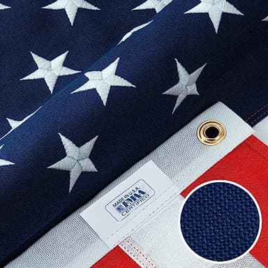 American Flags for Outside 3x5 (Pack of 3) Made in USA - USA Flag, Outdoor Heavy Duty American US Flag with Embroidered Stars and Sewn Stripes American Flags for High Wind- All Weather Flags