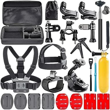 Navitech 18-in-1 Action Camera Accessories Combo Kit with EVA Case - Compatible with EASYPIX GoXtreme Vision Duo 4K Ultra HD Action Camera